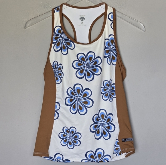 Descente Retro Y2K Boho Floral Cycling Tank Running Biking Workout Racerback XL - Picture 9 of 9